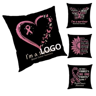 Breast Cancer Awareness Pink Ribbon Throw Pillow