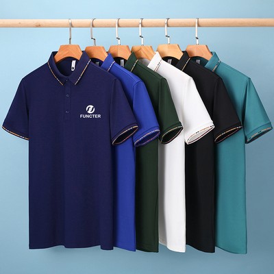 Men's Regular-fit Short-Sleeve Combed Cotton Lapel Polo Shirt