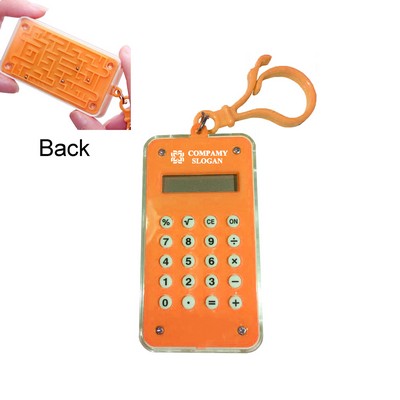 Portable Mini Calculator Keychain with Labyrinth Design