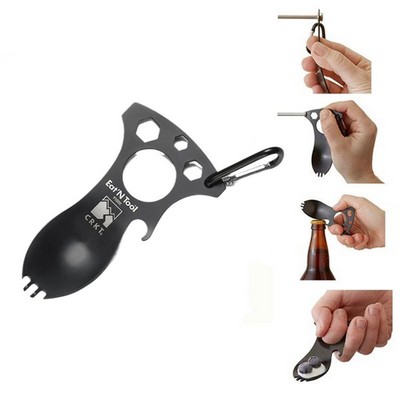 Stainless Steel Multi Functional Spork w/Carabiner