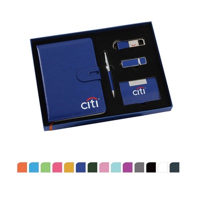 5Pcs Gift Box Set: A5 Notebook, Ballpoint Pen, Keyring,USB Flash Drive and Business Card Case