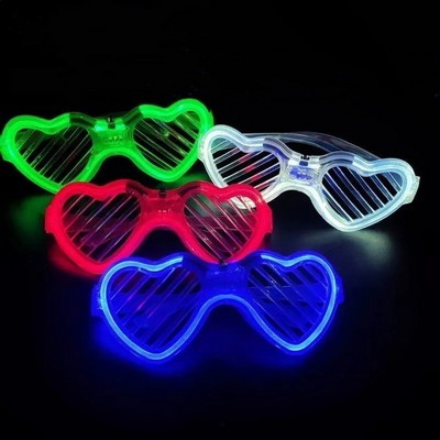 LED Heart-shaped Shutter Shades Blind Eye Glasses