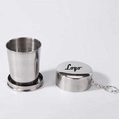 Stainless Steel Folding Cup with Keychain