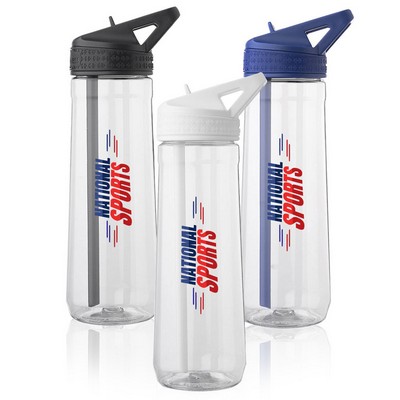 Fitness Plastic Water Bottle with Sip Straw 30 oz