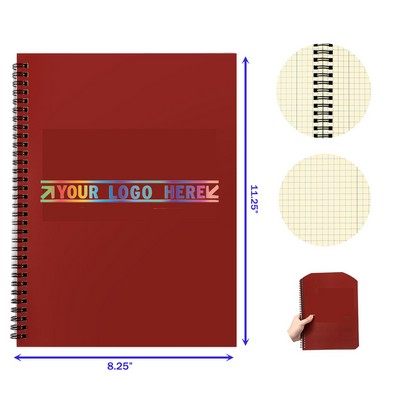 Card Board Cover 11.25 x 9.25 Inches 76 Sheets 152 Pages 4x4 Quad Ruled Engineering Notebook