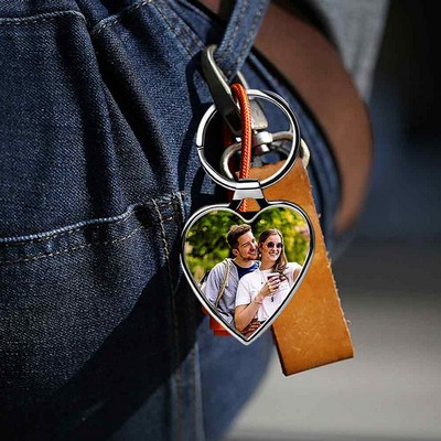 Heart Shape Stainless Steel Keychain With Photo