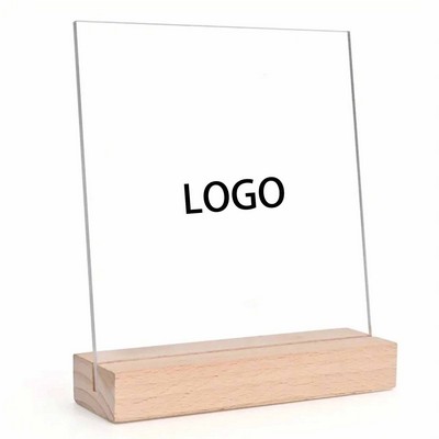 Acrylic Square Stand with Wooden Base