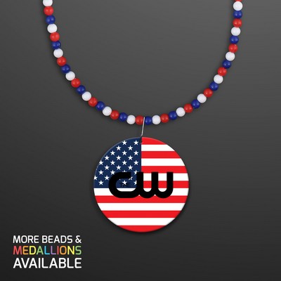 Patriotic Beads with Breakaway Clasp with USA Medallion - Domestic Print