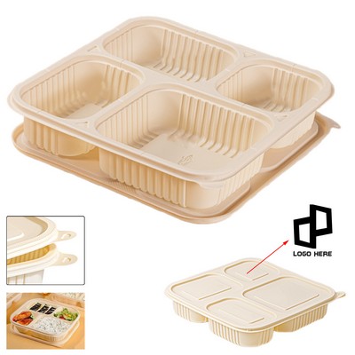 Four Compartments Disposable Degradable Takeaway Lunch Box