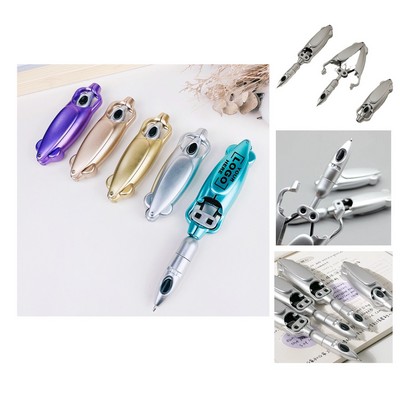 Silver Metamorphic Robotics Ballpoint Pen Press and Bounce Deformation