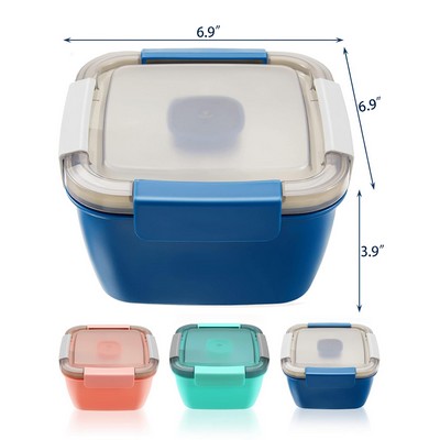 Salad Container for Lunch 50 oz Salad Lunch Container with 3 Compartment Reusable Salad Bento Box