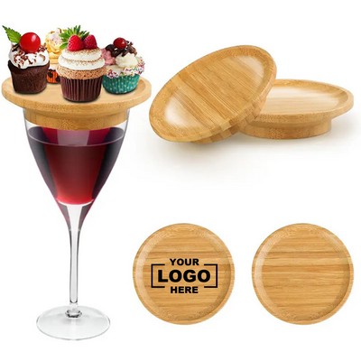 Wooden Wine Glass Cover and Dessert Serving Tray