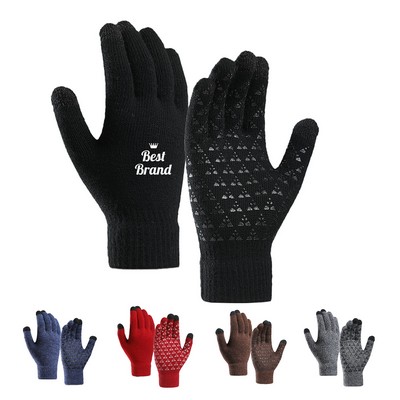 Winter Knit Gloves Warm Full Fingers With Touch Screen