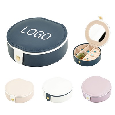 Pu Leather Small Round Jewelry Case