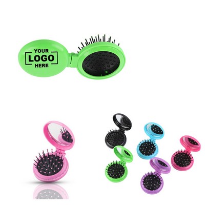 Portable Folding Hair Comb with Mirror