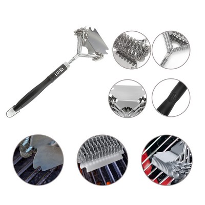 Stainless Steel BBQ Grill Brush With Scraper