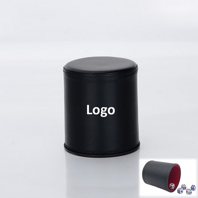 PU Leather Dice Cup With 5 Dices