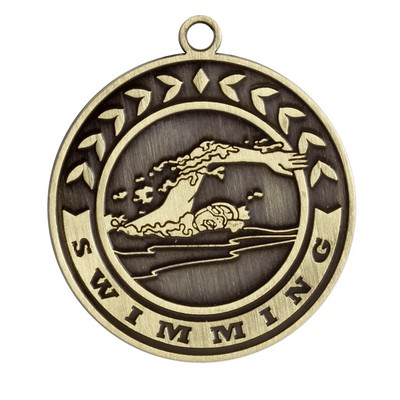 2" Swimming Stock Die Cast Medal