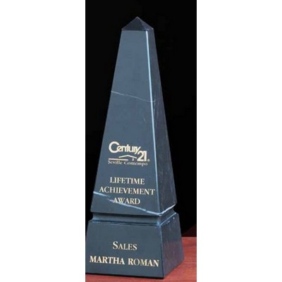 12" Grooved Black Marble Obelisk Award