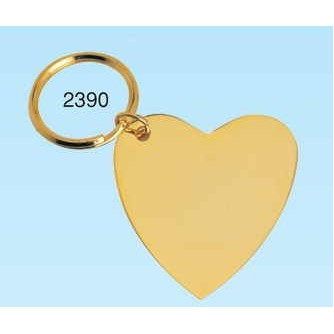 Gold Plated Solid Brass Heart Key Ring