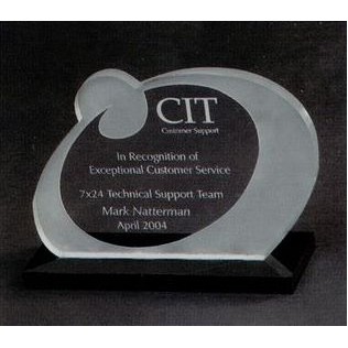 Custom Shape Acrylic Award on Black Acrylic Base (6"x8")