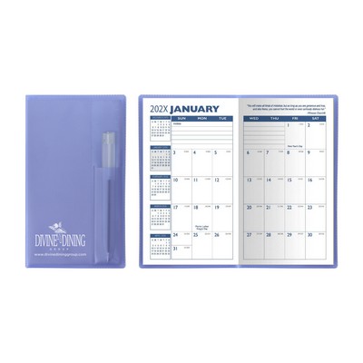 Translucent Vinyl Cover Monthly Planner with Flat Pen