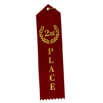 2nd Place Standard Stock Ribbon w/ Card & String (2"x8")