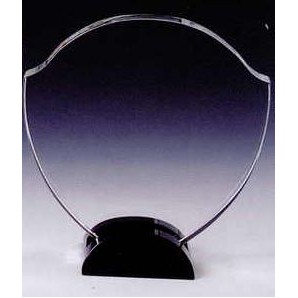 Black Optic Crystal Stately Award w/Half Round Base (7"x6-5/8")