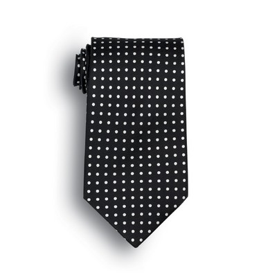 Black Newport Polka Dot Wet Dyed Silk Tie