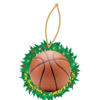 Basketball Promotional Wreath Ornament w/ Black Back (8 Square Inch)