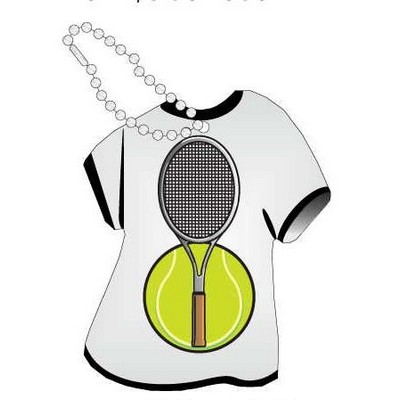 Tennis Ball & Racket T-Shirt Key Chain w/ Black Back (4 Square Inch)