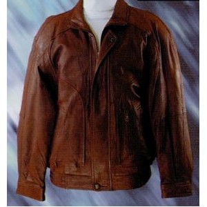 Men's Lambskin Bomber Jacket - Black and Brown