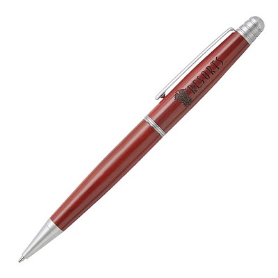 Terrific Timber-4 Ballpoint Pen w/Chrome Silver Middle Ring