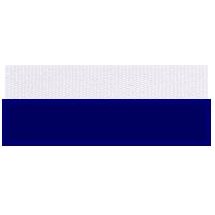 "V" Neck Ribbon - Navy Blue/White - Snap Clip - 1-1/2" Wide x 32" Long