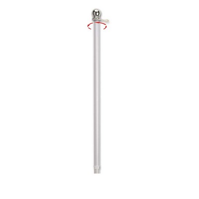 2 Piece White Aluminum 6' Spinning Pole With Gold Ball