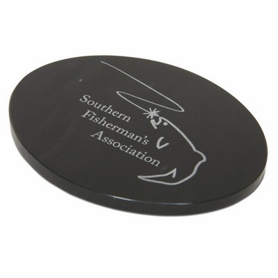 Jet Black Oval Marble Base (5"x5/16"x6")