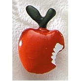 Painted Large Apple with Bite Cast Lapel Pin