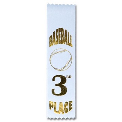 2"x8" 3rd Place Stock Baseball Lapel Event Ribbon