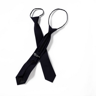 Dark Navy Blue Polyester Poplin Adjustable Zipper Tie