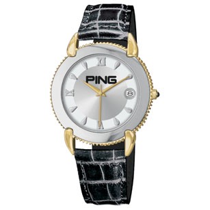 Ladies Brass Watch With Black Italian Leather Strap