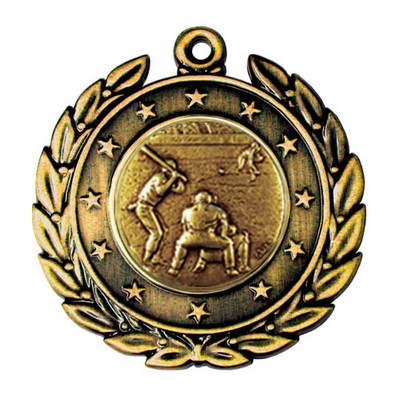 Stock Star Wreath 2" Medal- Baseball