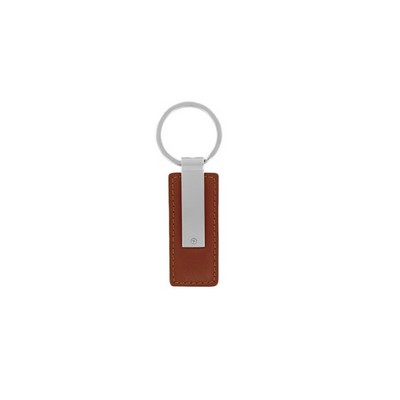 Brown Synthetic Leather Rectangle Fob Keychain (Domestic Production)