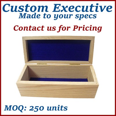 Natural Hinged Oak Wooden Box / Wooden Presentation Case - made to order, low minimums