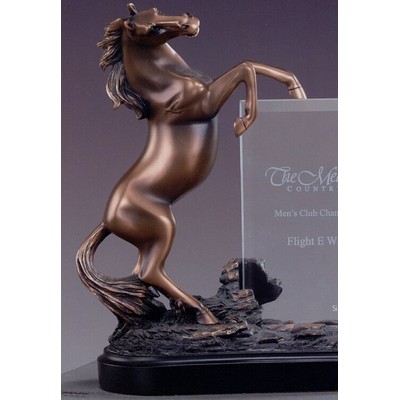 Rearing Horse & Glass Imprint Frame Trophy (8.5"x9.5")