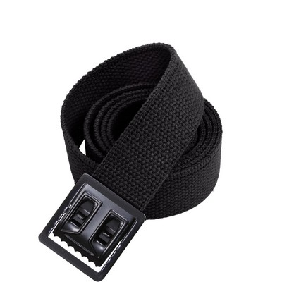 64" Black Giant Military Web Belt w/Black Open Face Buckle