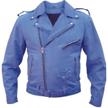 Men's Classic Denim Motorcycle Jacket (Light Blue)