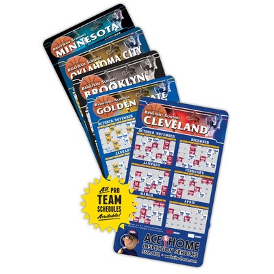 Magnet Sport Schedules - 4x7 Basketball Round Corners - 25 mil.