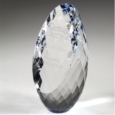 Gem-Cut Ellipse Crystal Trophy - MEDIUM (SANDBLASTED)