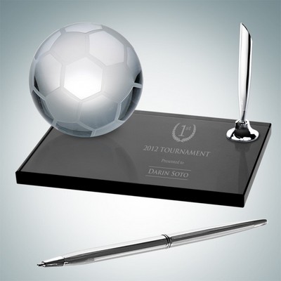 Soccer Ball Pen Set w/Molten Glass & Smoke Glass