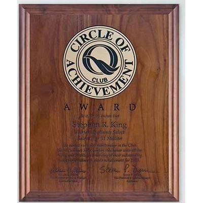 Laser Engraved Walnut Plaque w/ Metallic Highlight / 9"x12"